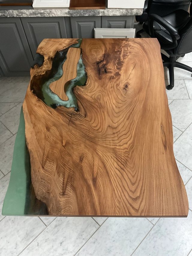 Live-Edge Table — Solid walnut slab in Walnut